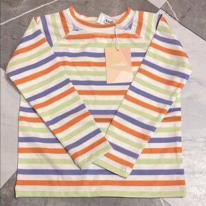 NEW Andie Orange and Green striped the kids rashguard swim top sz 3T